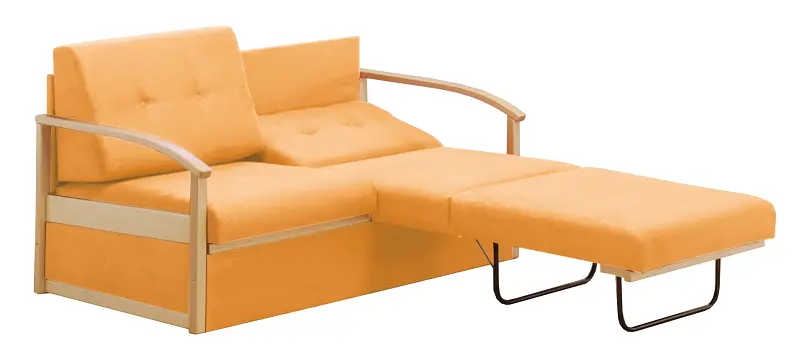 RO - R pohovka rozkládací, dřevěná, koženka HOLY P1 - koženka meruňková